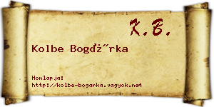 Kolbe Bogárka névjegykártya